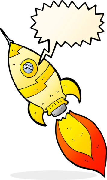 bir insan tarafından çizilmiş konuşma baloncuklu çizgi film uzay gemisi