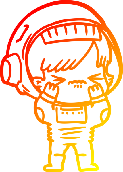 Bir insan tarafından çizilen hatayı yapan bir uzay kızı çizimi.