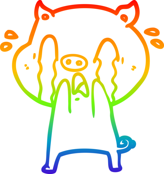 gökkuşağı gradyan çizimi bir insan tarafından çizilmiş ağlayan domuz çizgi filmi