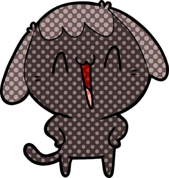 Bir insan tarafından çizilmiş şirin bir çizgi film köpeği.