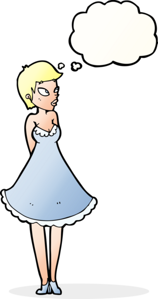 Bir insan tarafından çizilmiş düşünce balonlu güzel bir kadın.