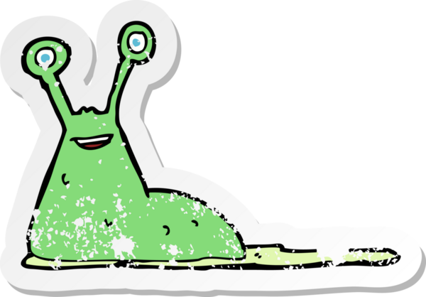 Bir insan tarafından çizilmiş karikatür sümüklü böceğinin gerilemiş yapıştırması.