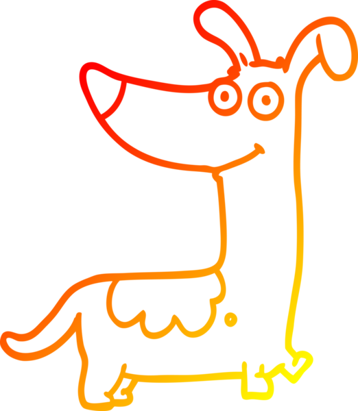 Bir insan tarafından çizilmiş çizgi film köpeğinin sıcak çizgi çizimi