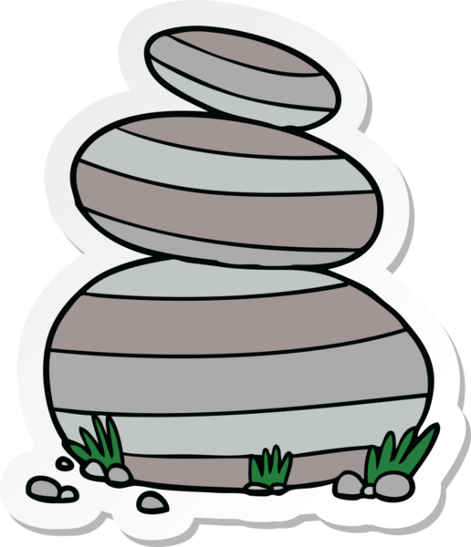 Bir insan tarafından çizilmiş büyük istiflenmiş taşların çıkartması.