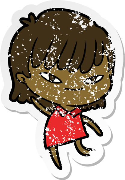 Bir insan tarafından çizilmiş karikatür bir kadının sıkıntılı çıkartması.