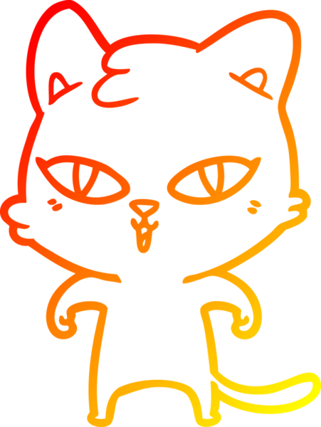 Bir insan tarafından çizilmiş çizgi film kedisinin sıcak çizgi çizimi