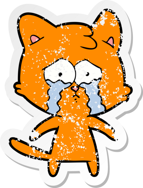 Bir insan tarafından çizilmiş karikatür bir kedinin sıkıntılı çıkartması.