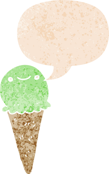 Bir insan tarafından çizilmiş grunge dertli retro tarzı konuşma baloncuklu çizgi film dondurması.