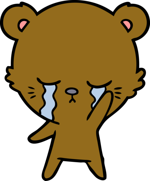 Bir insan tarafından çizilmiş ağlayan ayı karikatürü.
