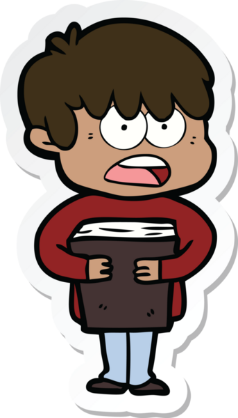 Bir insan tarafından çizilmiş endişeli bir çizgi film çocuğunun çıkartması.