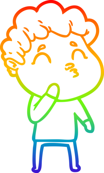 Gökkuşağı gradyan çizgi çizimi bir insan tarafından çizilen bir çizgi film adamı