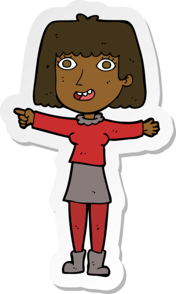 Bir insan tarafından çizilmiş mutlu bir kadının çıkartması.