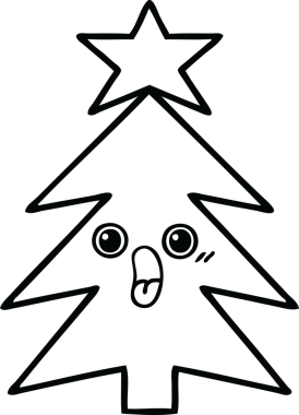 Bir insan tarafından çizilmiş bir noel ağacının çizgi çizimi