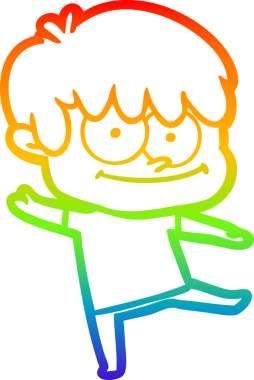 gökkuşağı gradyanı çizimi bir insan tarafından çizilmiş mutlu bir çizgi film adamı