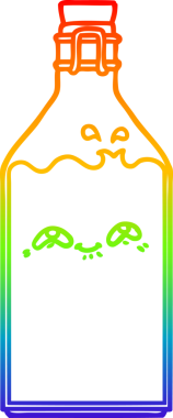 gökkuşağı gradyanı çizimi bir insan tarafından çizilmiş eski bir süt şişesi