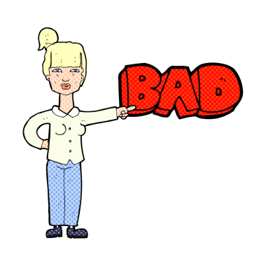 Çizgi filmdeki kadın bir insan tarafından çizilmiş bir yargılama yapıyor.