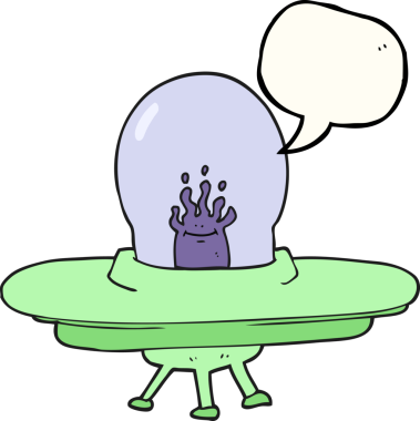 Bir insan tarafından çizilmiş serbest konuşma balonu uçan daire.