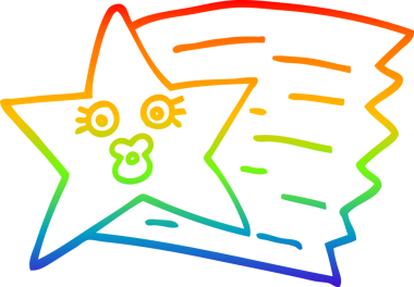 Bir insan tarafından çizilmiş gökkuşağı gradyan çizgi çizimi.