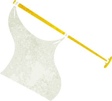 Bir insan tarafından direğe çizilmiş beyaz bir kanadın retro karalamaları.