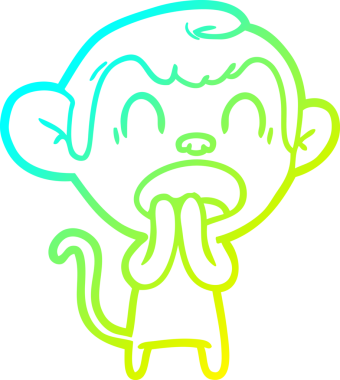 Bir insan tarafından çizilmiş esneyen çizgi film maymunu çizimi.