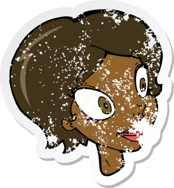 Bir insan tarafından çizilmiş bir karikatürün gerilimli retro yapıştırması.