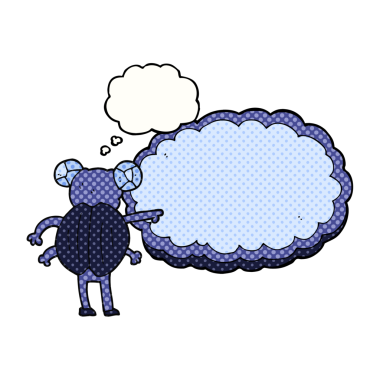 Bir insan tarafından çizilmiş serbest çizilmiş düşünce balonu karikatürü.