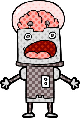 Bir insan tarafından çizilmiş çizgi film robotu