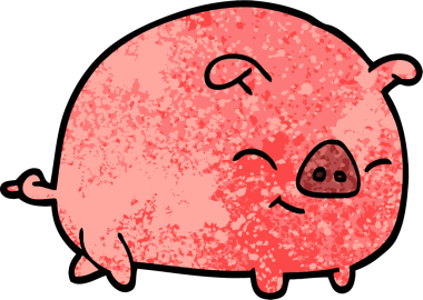 Bir insan tarafından çizilmiş grunge desenli çizgi film domuzu.