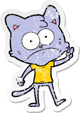 Bir insan tarafından çizilmiş gergin bir kedinin sıkıntılı çıkartması.