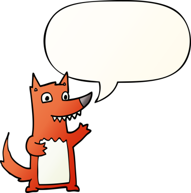 bir insan tarafından çizilmiş, konuşma baloncuklu çizgi film kurdu.