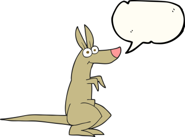 Bir insan tarafından çizilmiş serbest konuşma balonu çizgi filmi kangurusu.