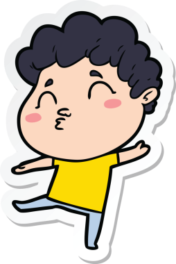 Bir insan tarafından çizilmiş karikatür adamın çıkartması.