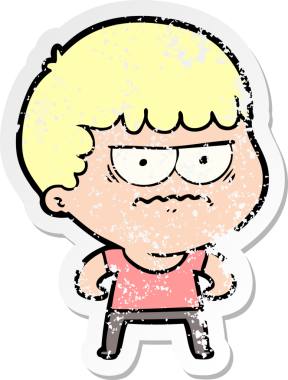 Bir insan tarafından çizilmiş sıkıntılı bir karikatür çıkartması.