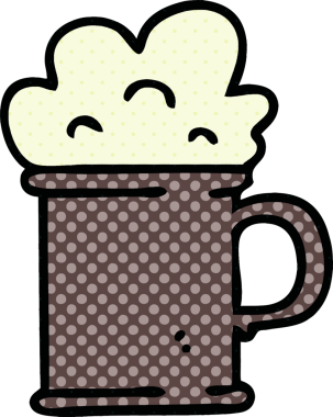 Bir insan tarafından çizilmiş çizgi roman tarzı tuhaf bir bira karikatürü.