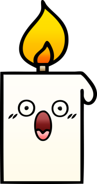 Bir insan tarafından çizilmiş yanan bir mumun gölgeli karikatürü.