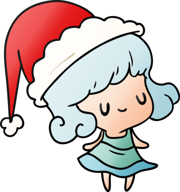 Bir insan tarafından çizilmiş Kawai kızının el çizimi gradyan çizgi filmi.