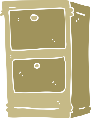 Bir insan tarafından çizilmiş çekmecelerin düz renk çizimi