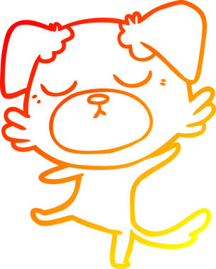 Bir insan tarafından çizilmiş sevimli bir köpeğin sıcak çizgi çizgisi.