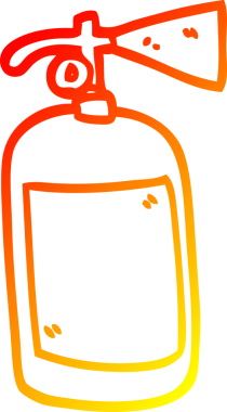Bir insan tarafından çizilmiş çizgi film yangın söndürücünün sıcak eğimli çizgisi.