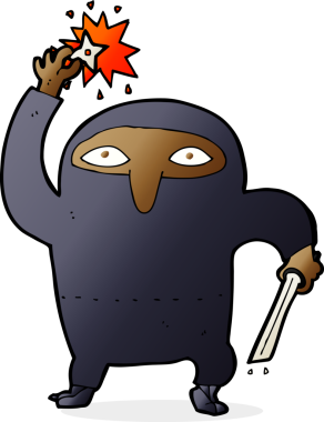 bir insan tarafından çizilmiş ninja çizgi filmi