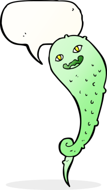 Bir insan tarafından çizilmiş konuşma baloncuğu olan karikatür hayaleti.