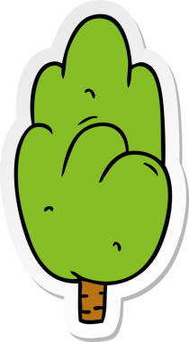 El çizimi karikatür karalaması bir insan tarafından çizilmiş tek yeşil ağaç