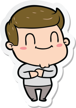 Bir insan tarafından çizilmiş mutlu bir adamın çıkartması.