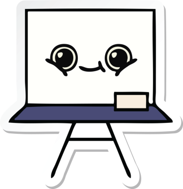 Bir insan tarafından çizilmiş beyaz bir karikatür çıkartması.