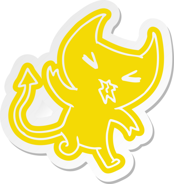 Bir kawaii 'nin karikatür çıkartması. Bir insan tarafından çizilmiş sevimli bir şeytan.