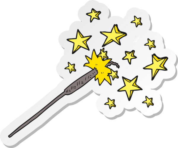 Bir insan tarafından çizilmiş bir maytap çıkartması.