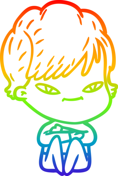 gökkuşağı gradyan çizimi bir insan tarafından çizilmiş mutlu bir kadın çizgi