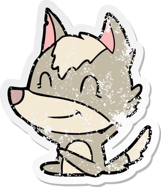 Bir insan tarafından çizilmiş dost canlısı bir kurdun sıkıntılı çıkartması.