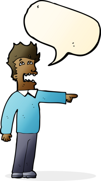 Bir insan tarafından çizilen konuşma baloncuğuyla suçlanan karikatürist.