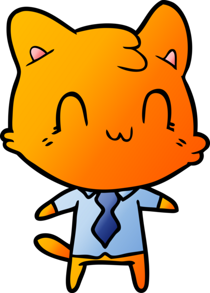 Bir insan tarafından çizilmiş mutlu bir kedi.